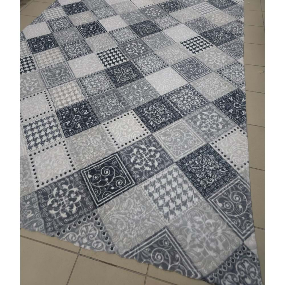 Turan Mefruşat Dinarsu Lastikli Halı Örtüsü Dicle Koyu Gri 200X300