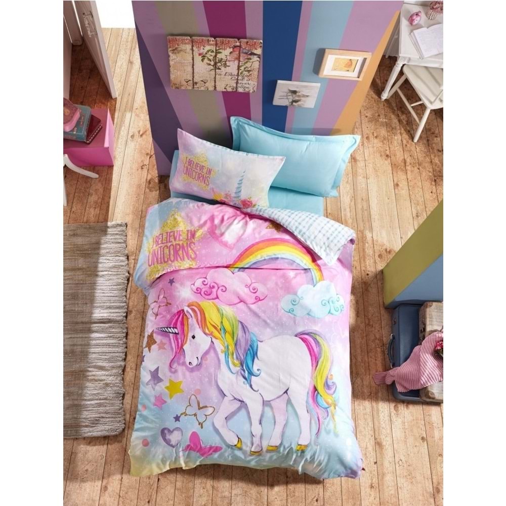 Cotton Box Junior Ranforce Tek Kişilik Nevresim Takımı Lastikli Dream Mint