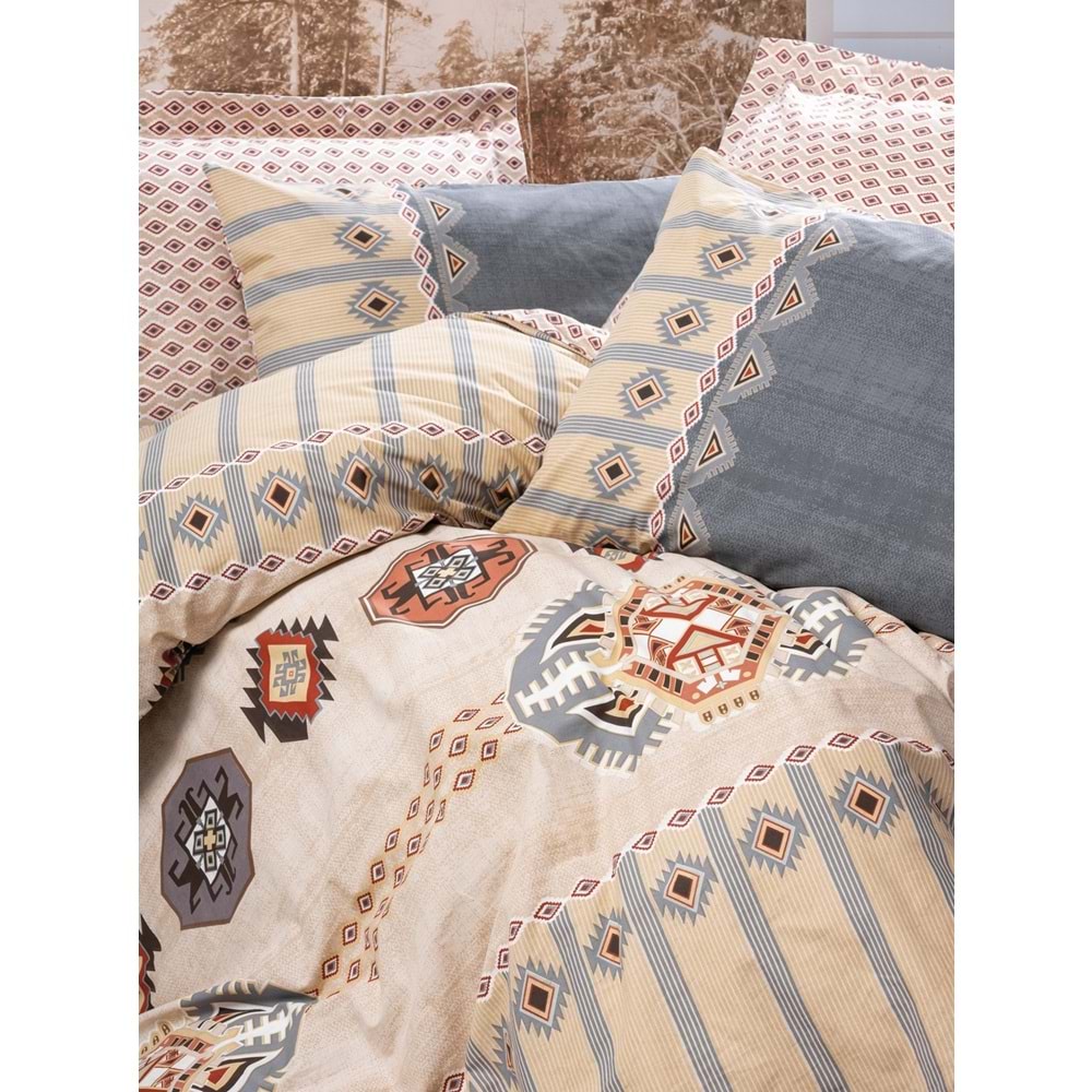 Cotton Box Ethnic Tek Kişilik Nevresim Takımı Dakota Gri