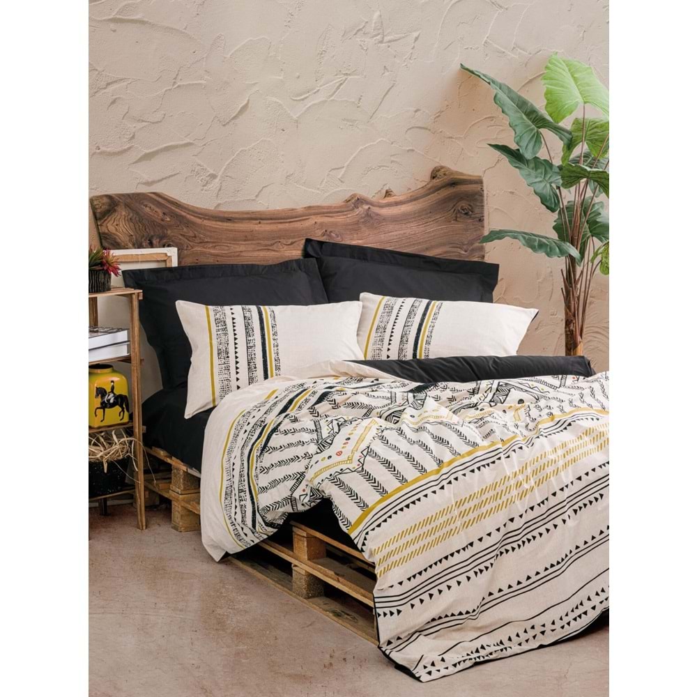 Cotton Box Ethnic Tek Kişilik Nevresim Takımı Elvira Siyah