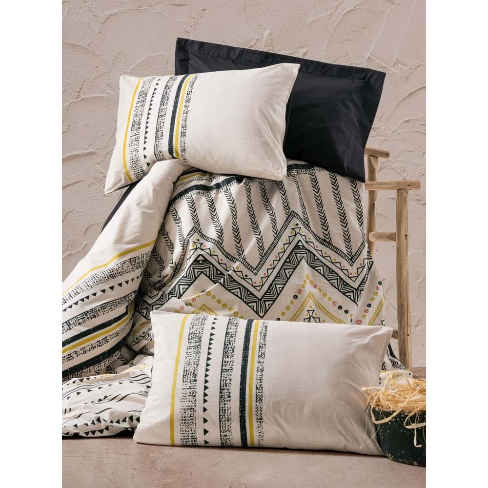 Cotton Box Ethnic Tek Kişilik Nevresim Takımı Elvira Siyah