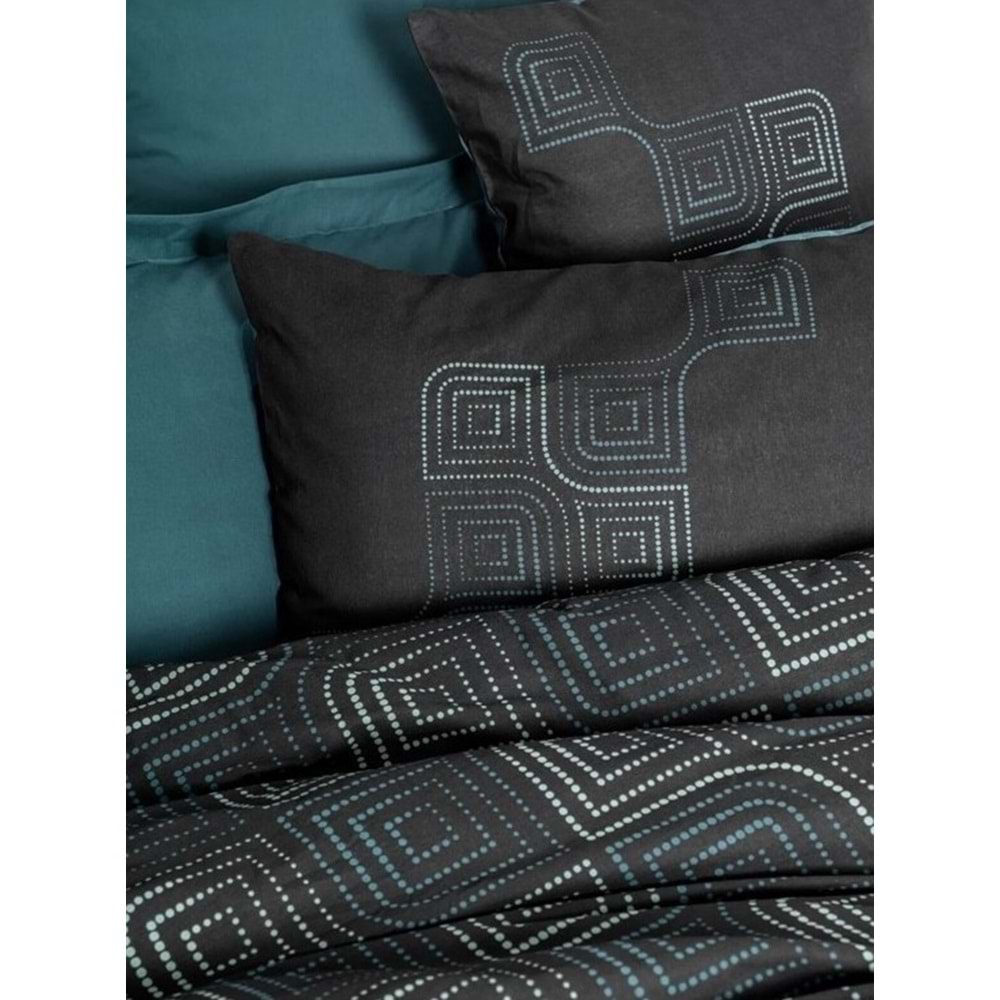 Cotton Box Dark Çift Kişilik Nevresim Takımı Noche Petrol