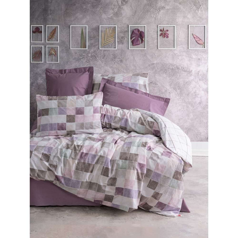 Cotton Box Minimal Tek Kişilik Lastikli Çarşaflı Nevresim Takımı Maro Gül Kurusu