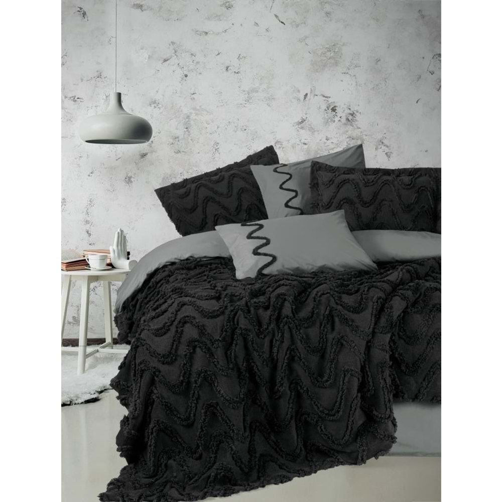 Cotton Box Limi Çift Kişilik Yatak Örtüsü Ve Nevresim Takımı Viggo Siyah