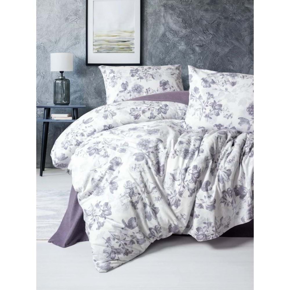 Cotton Box Flanel Tek Kişilik Nevresim Takımı Sadie Mor