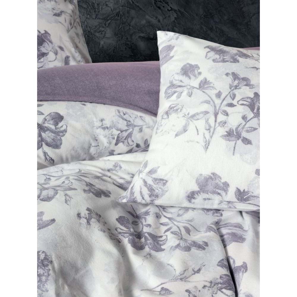 Cotton Box Flanel Tek Kişilik Nevresim Takımı Sadie Mor