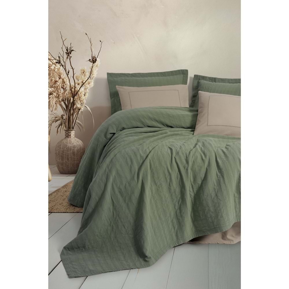 Cotton Box Natura Çift Kişilik Yatak Örtüsü/Pike Takımı Vilo Yeşil