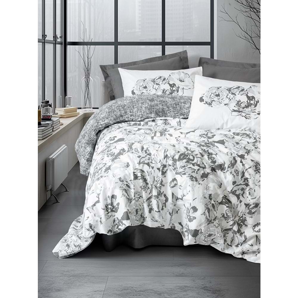 Cotton Box Dual Çift Kişilik Nevresim Takımı Florva Antrasit