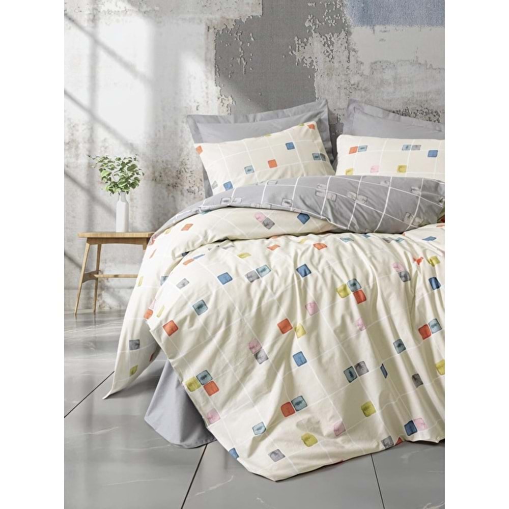 Cotton Box Minimal Tek Kişilik Lastikli Çarşaflı Nevresim Takımı Evo Gri