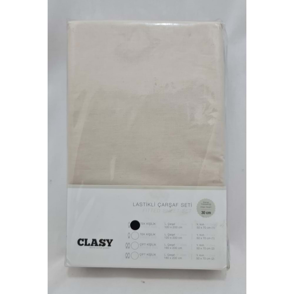 Clasy Ranforce Tek Kişilik Lastikli Çarşaj V1 Bej 100x200