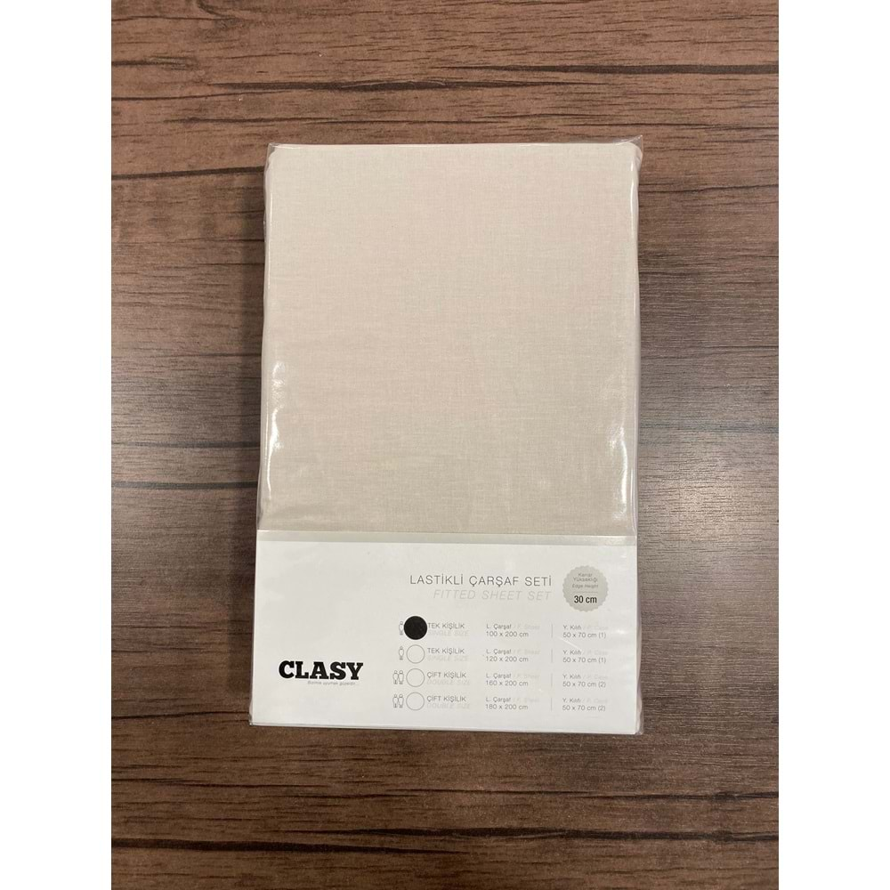 Clasy Ranforce Tek Kişilik Lastikli Çarşaj V1 Bej 100x200