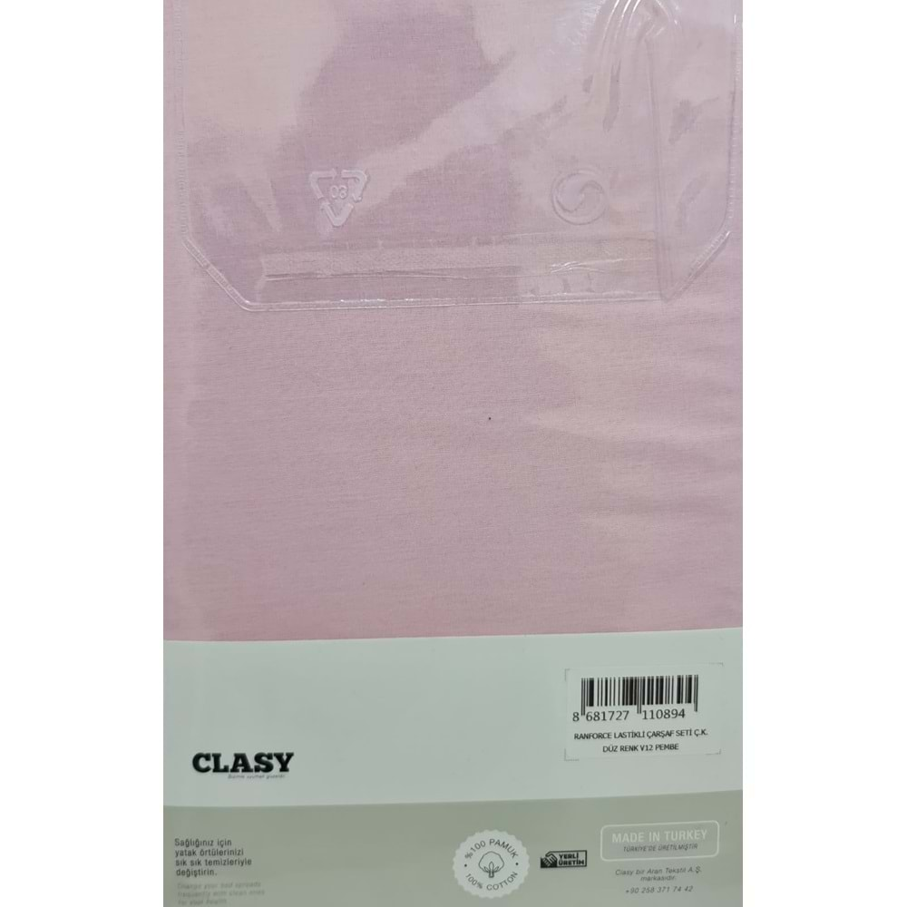 Clasy Tek Kişilik Lastikli Çarşaf Seti V12 Pembe 100x200