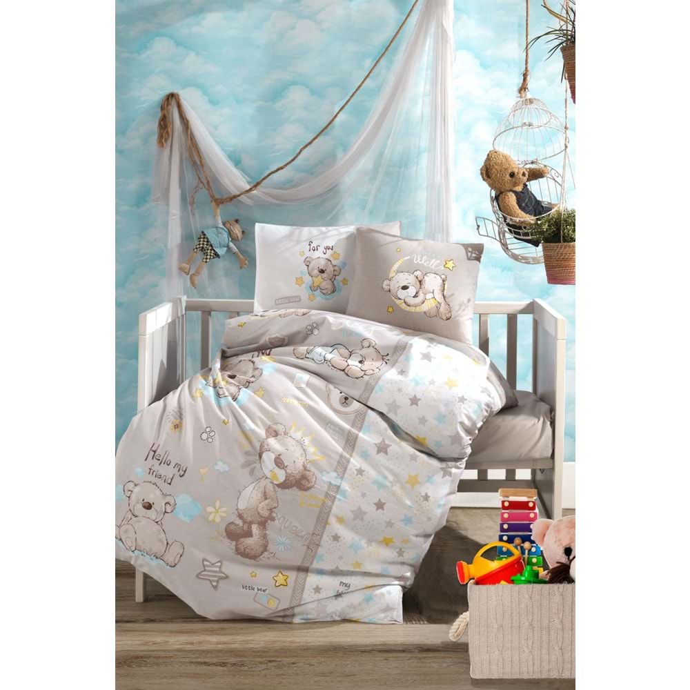 Clasy Bebek Nevresim Takımı Lıttle Bear Bej