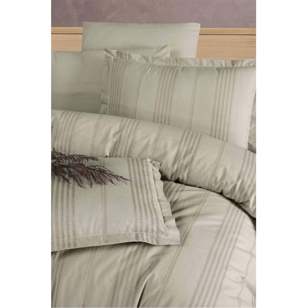 Clasy Butik Tek Kişilik Armürlü Nevresim Takımı Arakis Bej