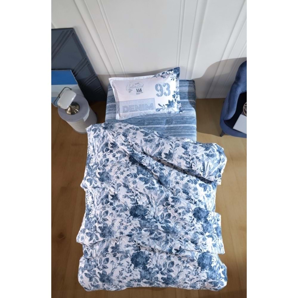 Clasy Tek Kişilik Dört Mevsim Set Mavi Mavi