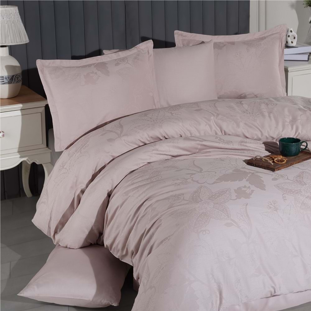 Clasy Jakarlı Pamuk Saten Çift Kişilik Nevresim Takımı Yomra Taş