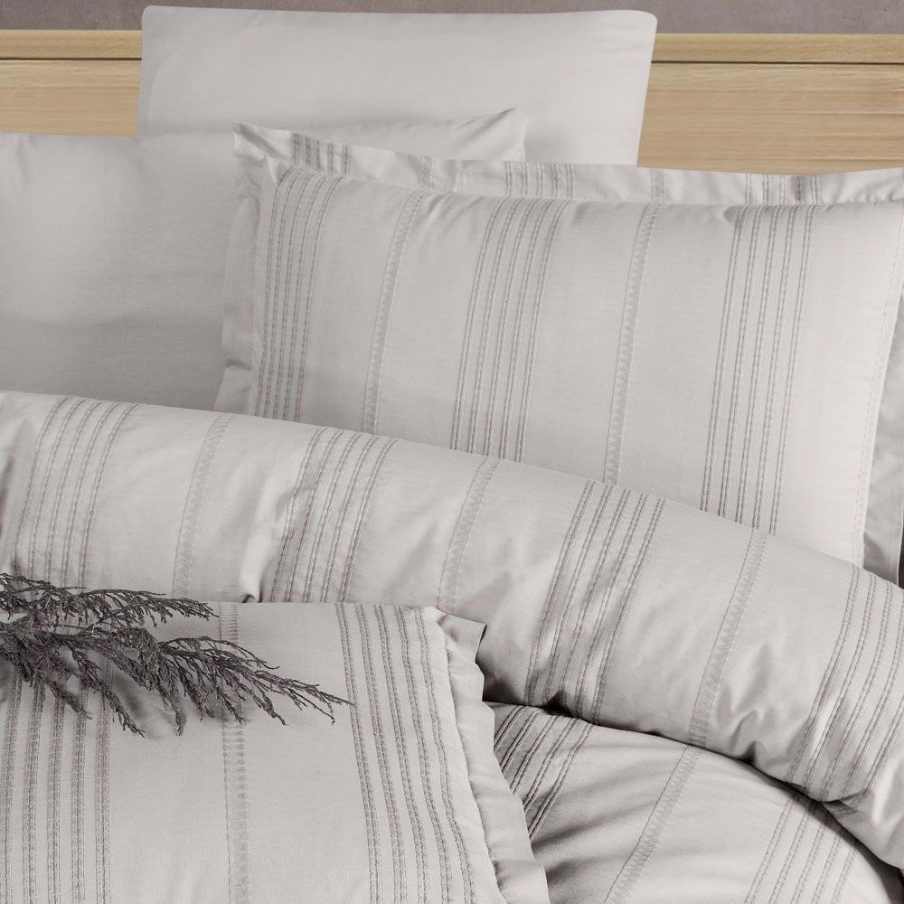 Clasy Butik Tek Kişilik Armürlü Nevresim Takımı Arakis Açık Gri