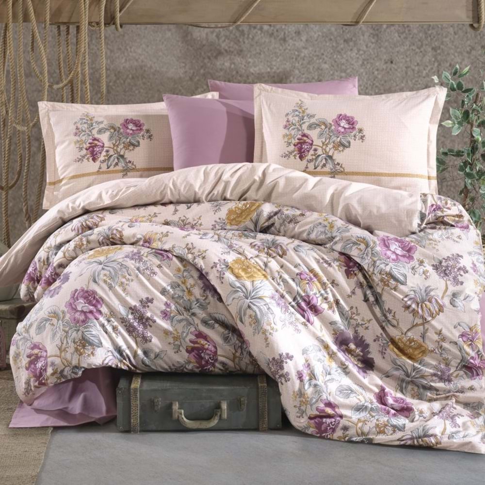 Clasy Ranforce Çift Kişilik Nevresim Takımı Mirante Pembe