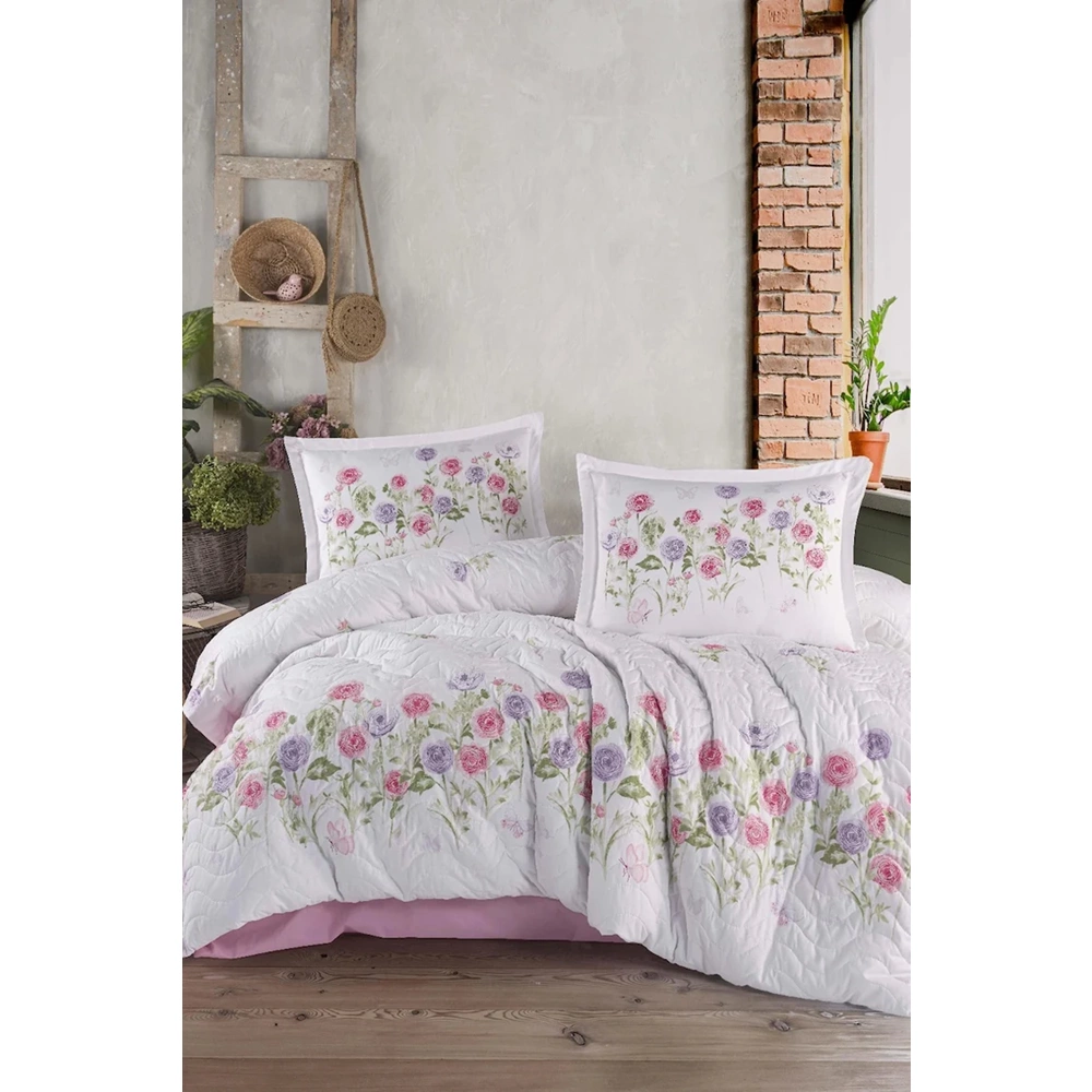 Clasy Ranforce %100 Pamuk Çift Kişilik Dört Mevsim Set Helenka V1 Pembe