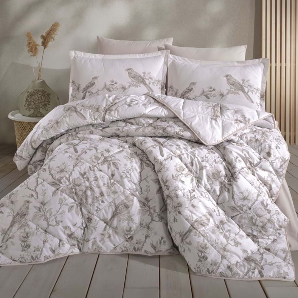 Clasy %100 Pamuk Çift Kişilik Uyku Seti Mevlin Bej