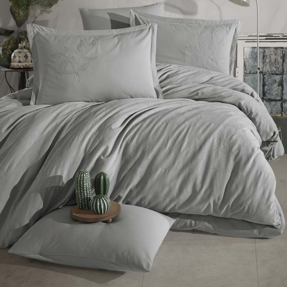 Clasy Çift Kişilik Nevresim Takımı Jakarlı Ranforce Marlet Gri