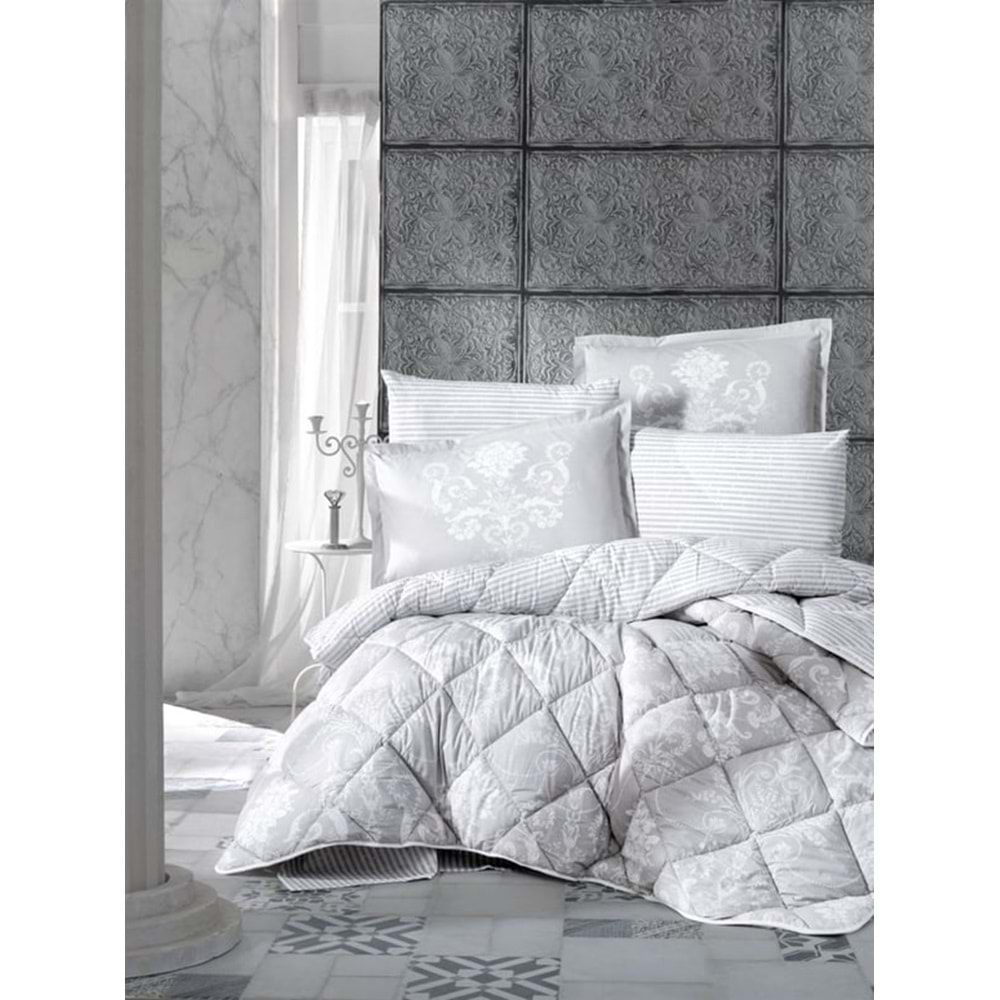 Clasy %100 Pamuk Çift Kişilik Uyku Seti Alone Gri