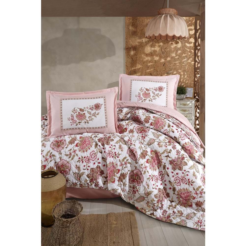 Clasy Ranforce %100 Pamuk Çift Kişilik Dört Mevsim Set Omeya Pudra