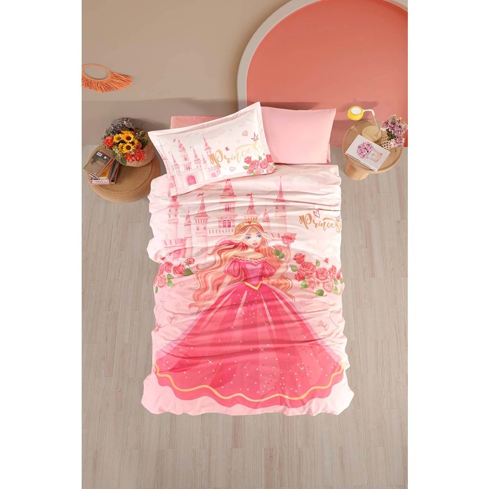 Clasy Ranforce %100 Pamuk Tek Kişilik Uyku Seti Princess Pudra