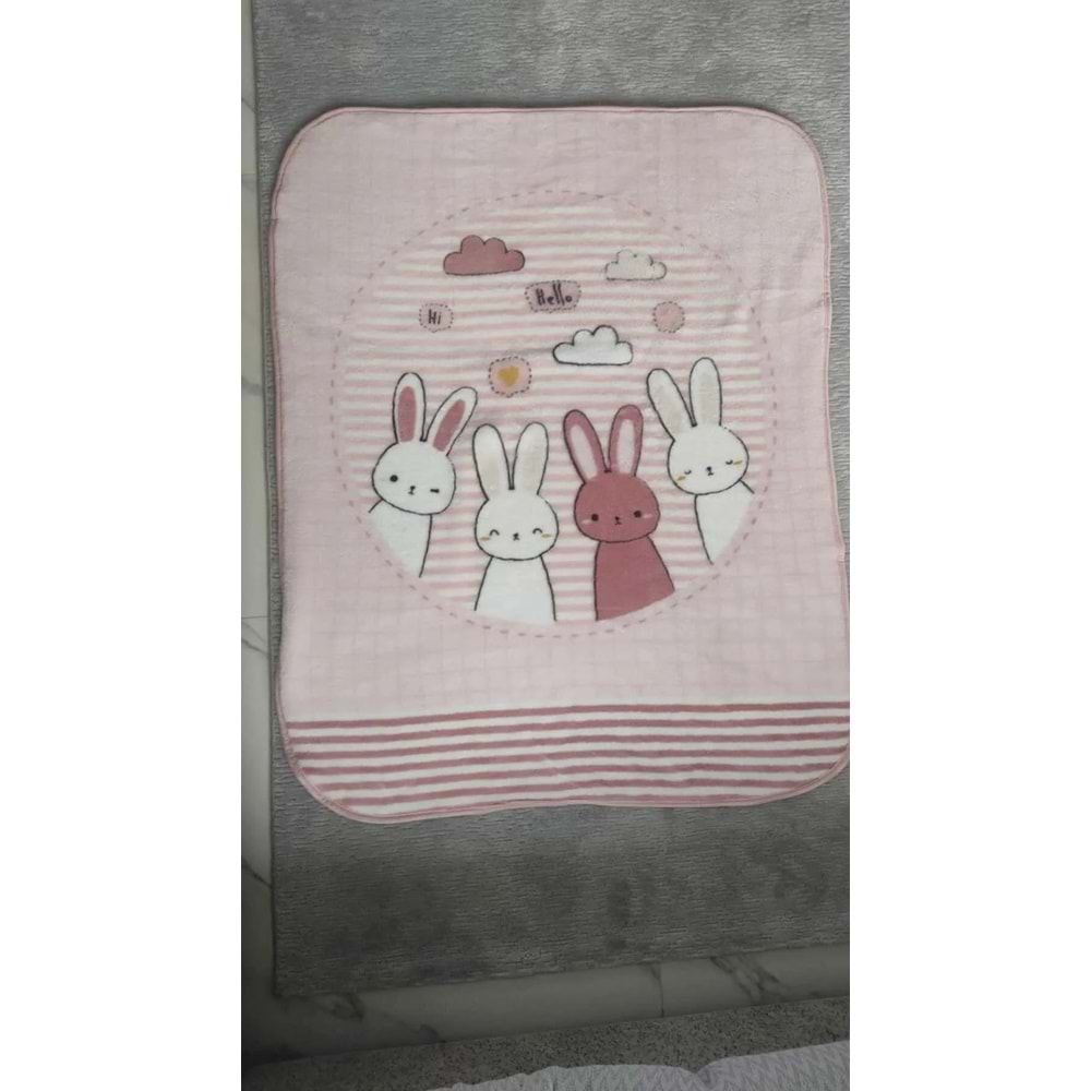 Özdilek Bebek Battaniyesi Hello Rabbit Pembe