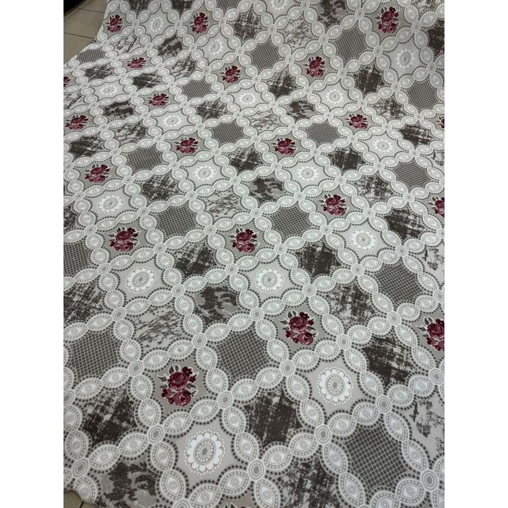 Turan Mefruşat Aksu Lastikli Halı Örtüsü Akbergü Nar Çiçeği 200X290