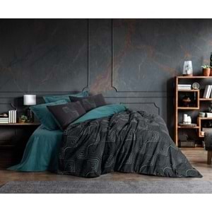 Cotton Box Dark Çift Kişilik Nevresim Takımı Noche Petrol