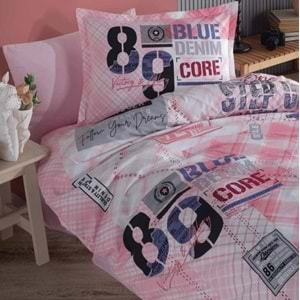 Clasy Ranforce Nevresim Takımı Tek Kişilik Denim V1 Pembe