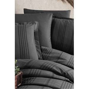 Clasy Butik Tek Kişilik Armürlü Nevresim Takımı Arakis Füme