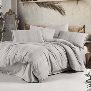 Clasy Butik Tek Kişilik Armürlü Nevresim Takımı Arakis Açık Gri