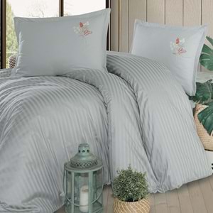 Clasy Çizgili Ranforce Nevresim Takımı Tek Kişilik Panna Mint