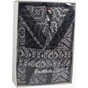 Özdilek Hawai Tapetto Kapşonlu Bornoz Gri XXL