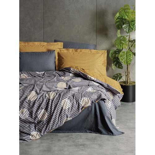 Cotton Box Modern Tek Kişilik Nevresim Takımı Strew Gri