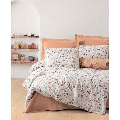 Cotton Box Minimal Tek Kişilik Lastikli Çarşaflı Nevresim Takımı Oniks Karamel