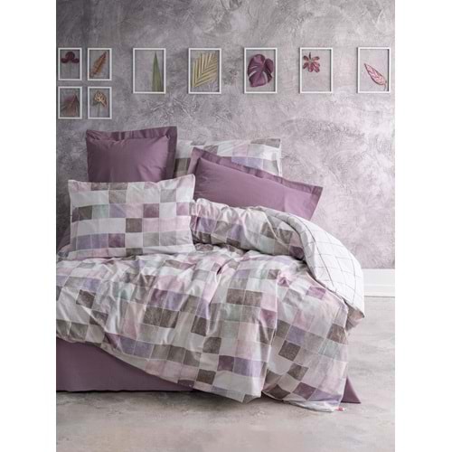 Cotton Box Minimal Çift Kişilik Lastikli Çarşaflı Nevresim Takımı Maro Gül Kurusu