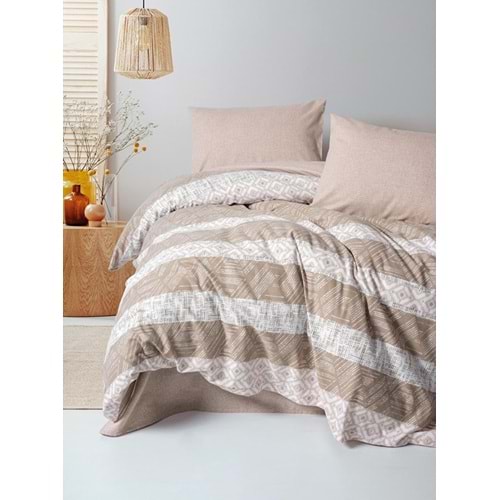 Cotton Box Flanel Çift Kişilik Nevresim Takımı Arrow Krem