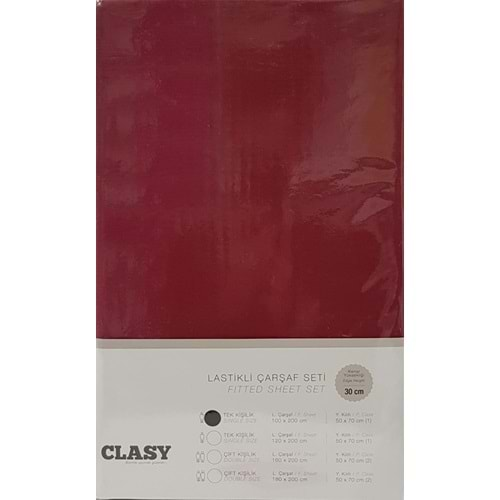 Clasy Tek Kişilik Lastikli Çarşaf Seti V3 Bordo 100x200