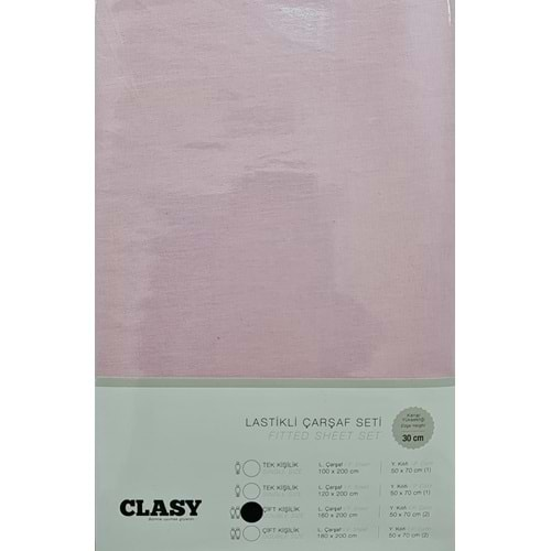 Clasy Tek Kişilik Lastikli Çarşaf Seti V12 Pembe 100x200