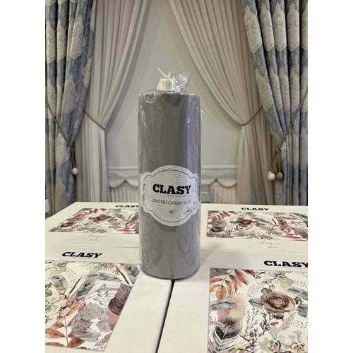 Clasy Minel Tek Kişilik Lastikli Çarşaf Seti Açık Gri 120x200