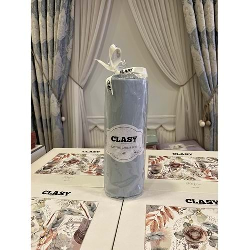 Clasy Minel Çift Kişilik Lastikli Çarşaf Seti Trurkuaz 160x200