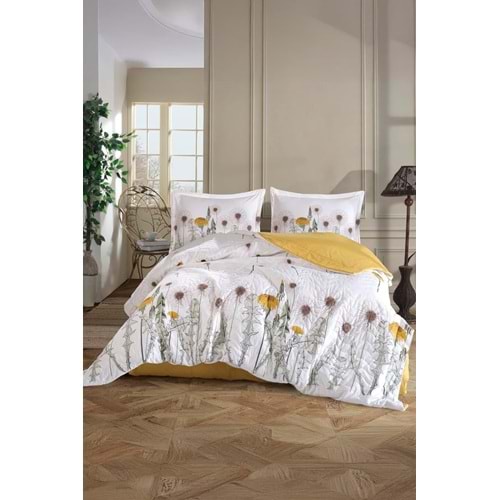 Clasy Ranforce %100 Pamuk Çift Kişilik Dört Mevsim Set Diba V1 Sarı