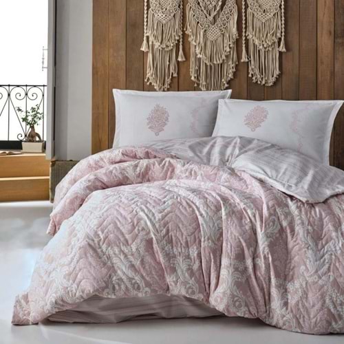 Clasy %100 Pamuk Ranforce Çift Kişilik Dört Mevsim Seti Forets Pembe