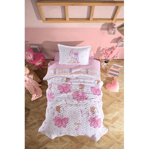 Clasy Ranforce %100 Pamuk Tek Kişilik Dört Mevsim Set Ballerina V1 Pembe