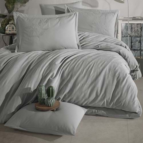 Clasy Çift Kişilik Nevresim Takımı Jakarlı Ranforce Marlet Gri