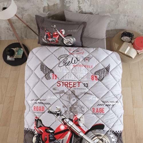 Clasy Tek Kişilik Ranforce Yorgan Seti Street Kıng Gri