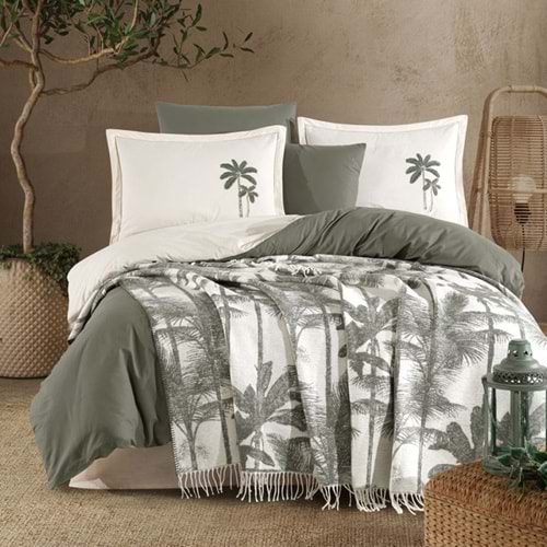 Clasy Arvona Ranforce Battaniyeli Çİft Kişilik Nevresim Takımı Yeşil